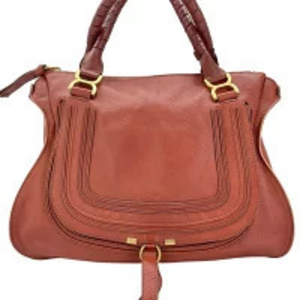 Chloe Leather Marcie Tote Bag Brown